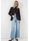 Tek Düğmeli Oversize Blazer Ceket 0749 - Siyah