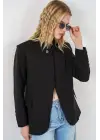 Tek Düğmeli Oversize Blazer Ceket 0749 - Siyah