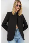 Tek Düğmeli Oversize Blazer Ceket 0749 - Siyah