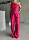 TEK KOL YELEK - PANTOLON TAKIM ATLAS - Fuşya