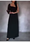 Tek Omuz Açık Yırtmaçlı Krep Elbise