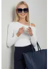 Tek Omuz İpli Bluz Beyaz T4328