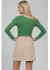 Tek Omuz İpli Bluz Yeşil T4328
