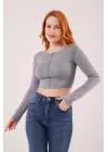 Omarı Ters Dikişli Antrasit Bluz