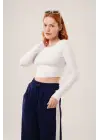 Omarı Etkileyici Ters Dikişli Beyaz Body Bluz