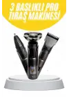 Tıraş Makinesi Profesyonel 3in1 Dijital Göstergeli 3 Başlıklı Erkek Bakım