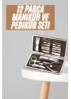 Tırnak Bakım Seti Tırnak Düzeltme Batık 12 Parça Çanta Tipi Manikür Pedikür