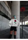 Omarı Bisiklet Yaka Sweatshirt - Beyaz