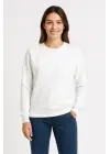 Üç İplik Düz Bisiklet Yaka SweatShirt - Beyaz