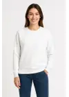 Üç İplik Düz Bisiklet Yaka SweatShirt - Beyaz