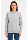 Üç İplik Düz Bisiklet Yaka SweatShirt - Gri