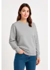 Üç İplik Düz Bisiklet Yaka SweatShirt - Gri