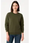Üç İplik Düz Bisiklet Yaka SweatShirt - Haki