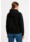 Üç İplik Kapüşonlu Kanguru Çepli SweatShirt Hoodie - Siyah