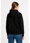Üç İplik Kapüşonlu Kanguru Çepli SweatShirt Hoodie - Siyah