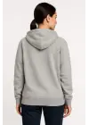 Üç İplik Kapüşonlu Tam Fermuarlı Kanguru Çepli SweatShirt Hoodie - Gri
