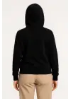 Üç İplik Kapüşonlu Tam Fermuarlı Kanguru Çepli SweatShirt Hoodie - Siyah
