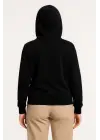 Üç İplik Kapüşonlu Tam Fermuarlı Kanguru Çepli SweatShirt Hoodie - Siyah