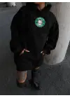 Üç İplik Penye Uzun Kol Kapşonlu SweatShirt - Siyah