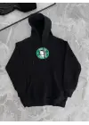 Omarı Siyah Penye Uzun Kol Kapşonlu Sweatshirt