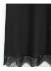 Ucu Dantel Detaylı Saten Etek -Siyah