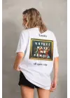 Unisex Baskılı Oversize T-Shirt - Beyaz