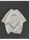 Unisex Baskılı Oversize T-Shirt - Beyaz