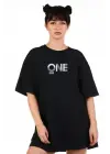 Omarı Doğada Özgür Unisex Baskılı Oversize T-Shirt - Siyah