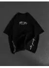 Unisex Baskılı Oversize T-Shirt - Siyah