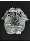 Unisex Bisiklet Yaka Baskılı Oversize T-Shirt - Beyaz