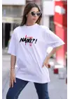 Omarı Bisiklet Desenli Oversize T-Shirt - Beyaz