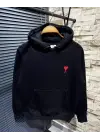 Omarı Rahat ve Şık Kapşonlu Sweatshirt - Siyah