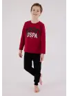 U.S. Polo Assn Uzun Kol Pijama Takım US2203-4 Bordo
