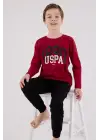 U.S. Polo Assn Uzun Kol Pijama Takım US2203-4 Bordo