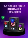 Usb Bağlantılı Rgb 2.1 Hoparlör Seti Derin Bas Ve Renkli Işık