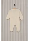 Omarı Krem Renkli Patikli Bebek Tulum