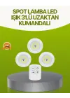 Uzaktan Kumandalı 3 Lü Kablosuz Led Spot Lamba Seti Yapışkanlı Pratik Kullanım