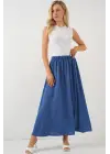Uzun Ayrobin Etek 8050 - İndigo