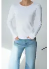 Uzun Kol Örme Body - Beyaz