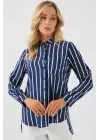 Uzun Kollu Çizgili Gömlek 20283 - A.Lacivert