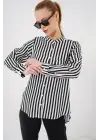 Uzun Kollu Çizgili Gömlek 20283 - Beyaz