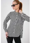 Uzun Kollu Çizgili Gömlek 20283 - Beyaz
