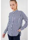Uzun Kollu Çizgili Gömlek 20283 - Lacivert