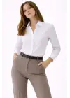 Uzun Kollu Gömlek Düğmeli Klasik Yaka Günlük Ve Ofis Şıklığına Uygun - Beyaz