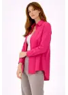Uzun Kollu Gömlek Düğmeli Klasik Yaka Günlük Ve Ofis Şıklığına Uygun - Fuşya