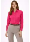 Uzun Kollu Gömlek Düğmeli Klasik Yaka Günlük Ve Ofis Şıklığına Uygun - Fuşya