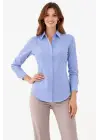 Uzun Kollu Gömlek Düğmeli Klasik Yaka Günlük Ve Ofis Şıklığına Uygun - Mavi