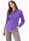 Uzun Kollu Gömlek Düğmeli Klasik Yaka Günlük Ve Ofis Şıklığına Uygun - Mor