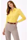 Uzun Kollu Gömlek Düğmeli Klasik Yaka Günlük Ve Ofis Şıklığına Uygun - Sarı