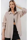 Uzun Oversize Gömlek 20320 - Bej